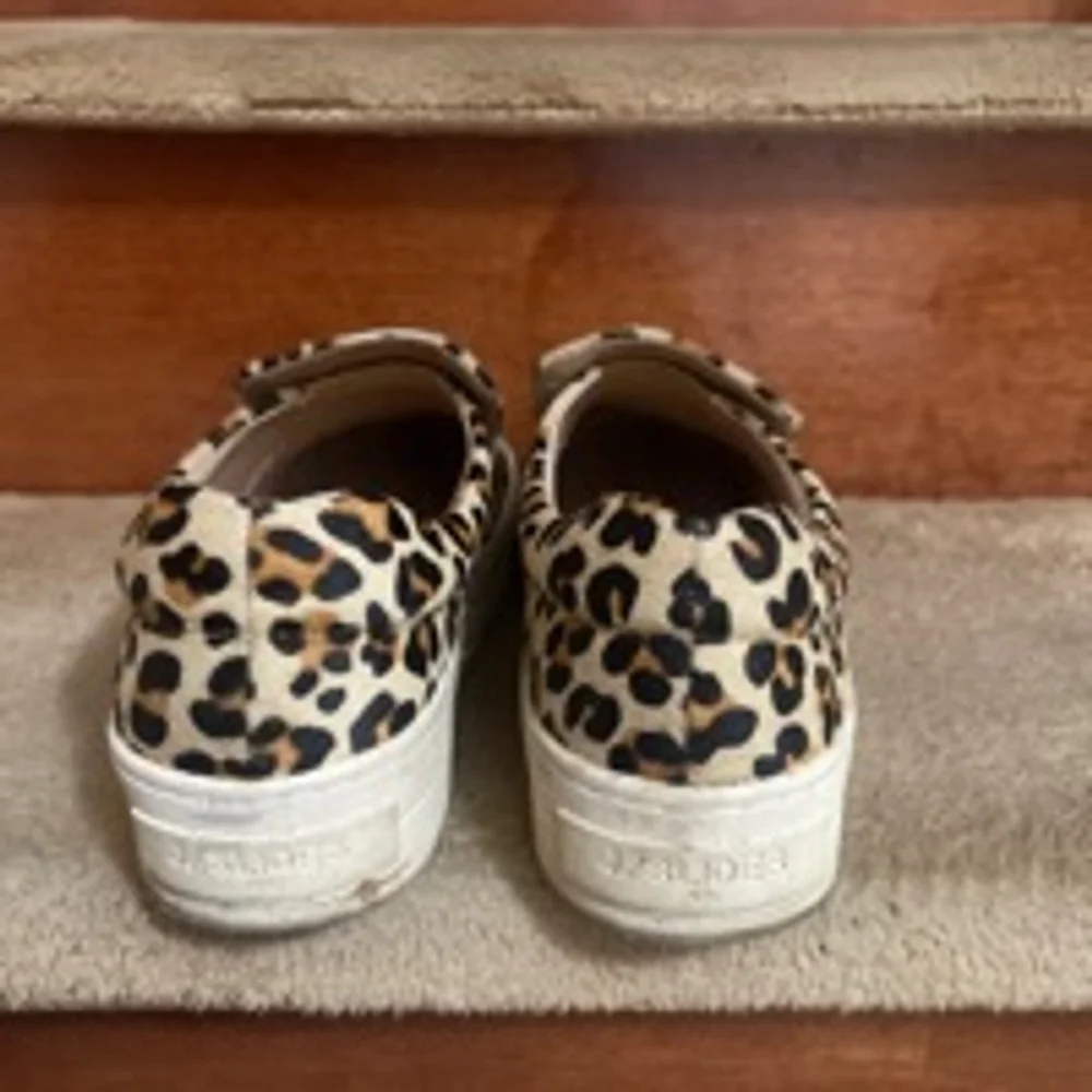 J Slides Leopard Print Sneakers Women's Size 8.5 Brown White